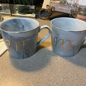 Marble Gray and Gold Couple Mugs
